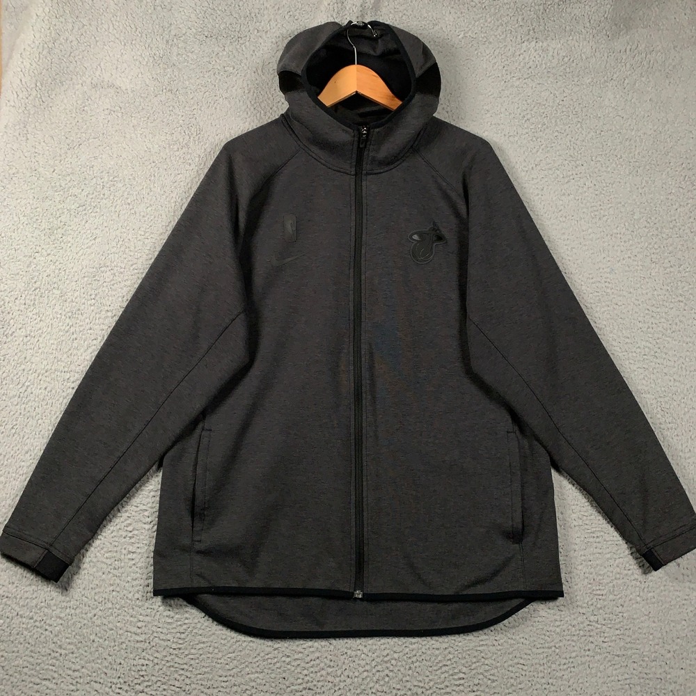 Nike Miami Heat Showtime Team Issued Hoodie Mens XL Tall Gray NBA Dri-FIT Jacket